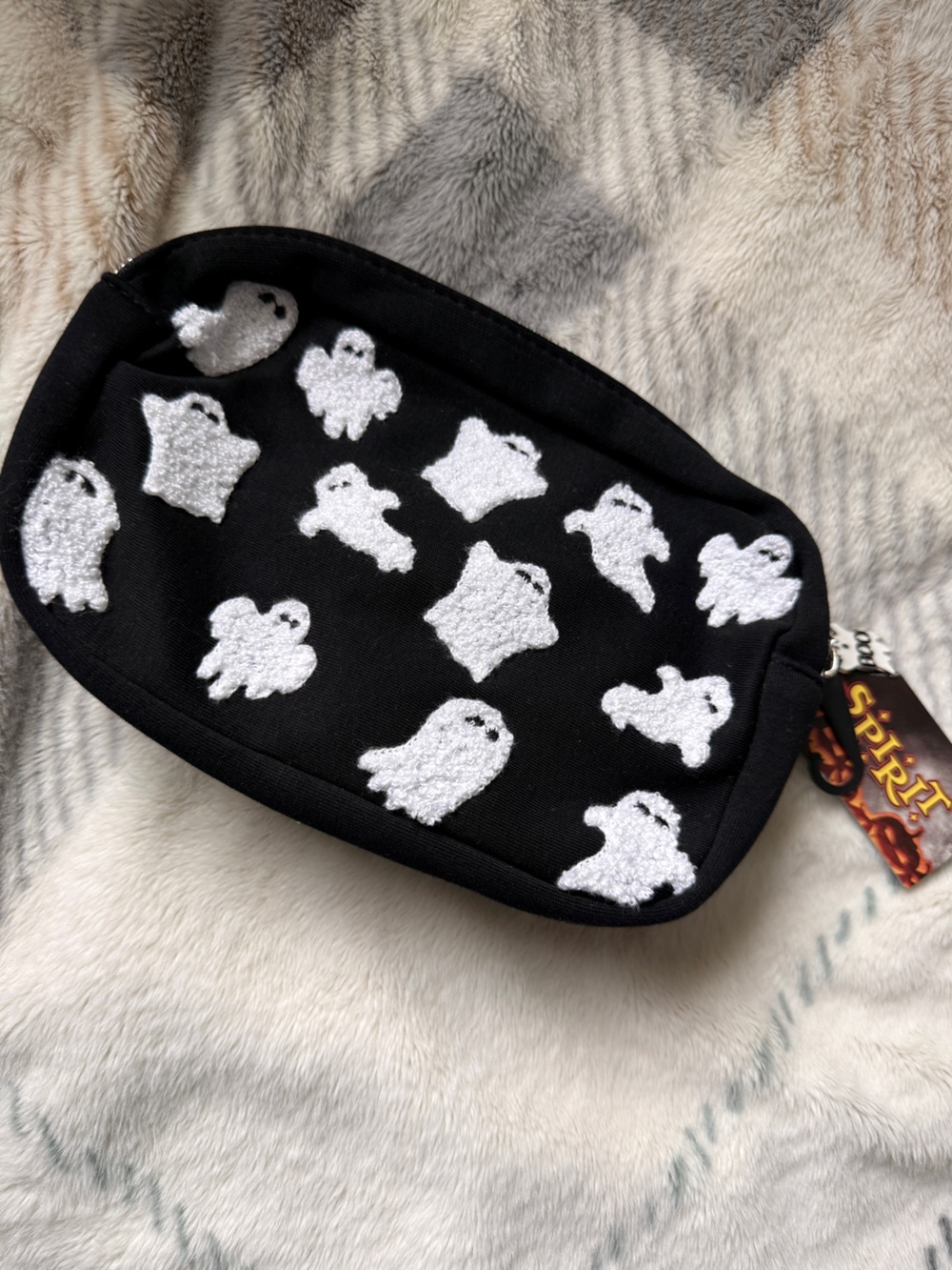 Spirit Black Crossbody Bag with White Ghost Appliqués
